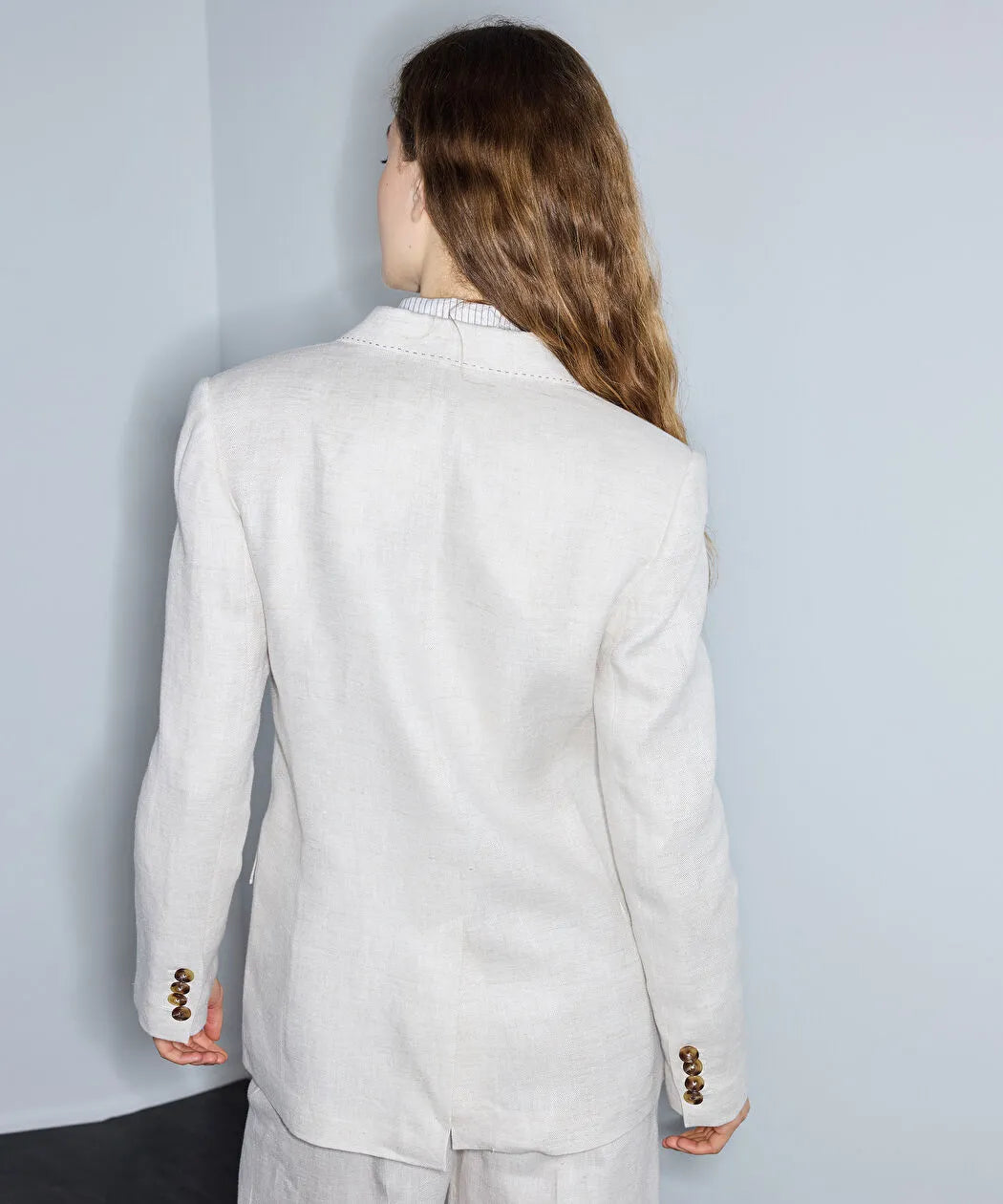 Ekru Vatkalı Keten Blazer Is1260106029030 | Ipekyol