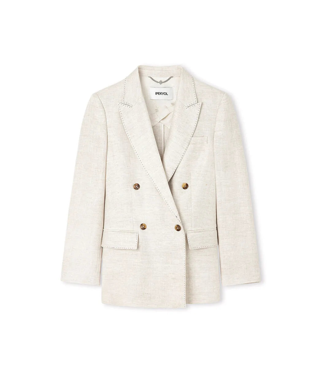 Ekru Vatkalı Keten Blazer Is1260106029030 | Ipekyol