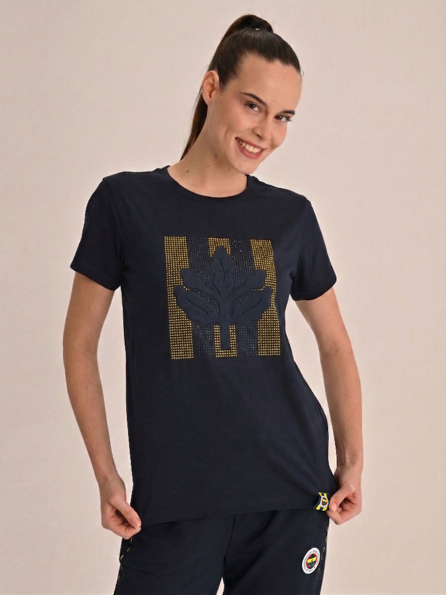 Fenerbahçe Tribün Taş Baskılı Kadın Oversize Tshirt
