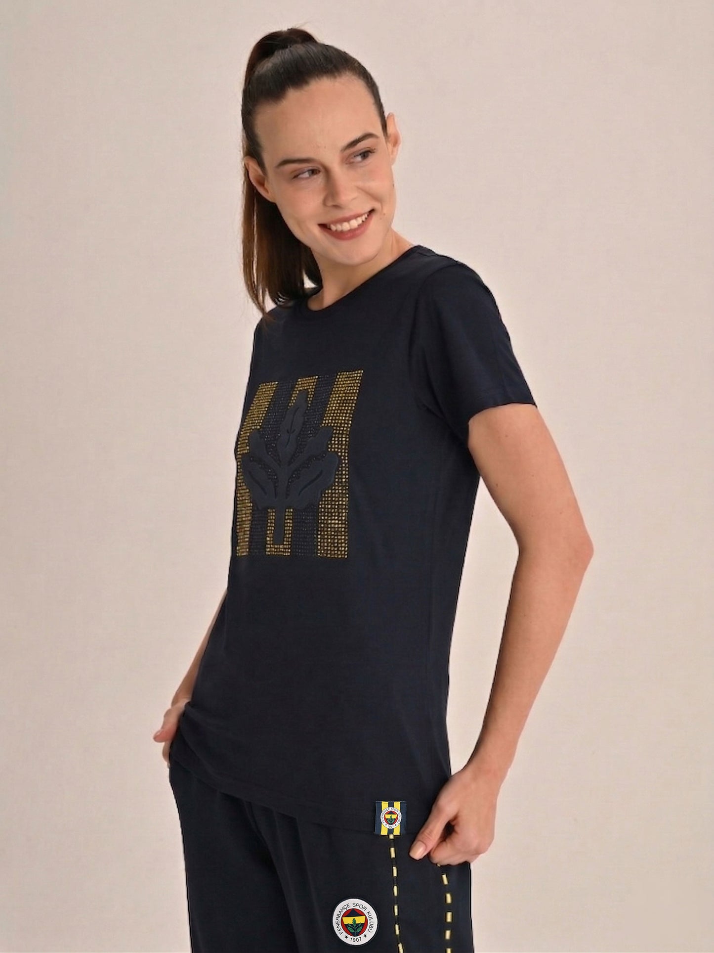Fenerbahçe Tribün Taş Baskılı Kadın Oversize Tshirt
