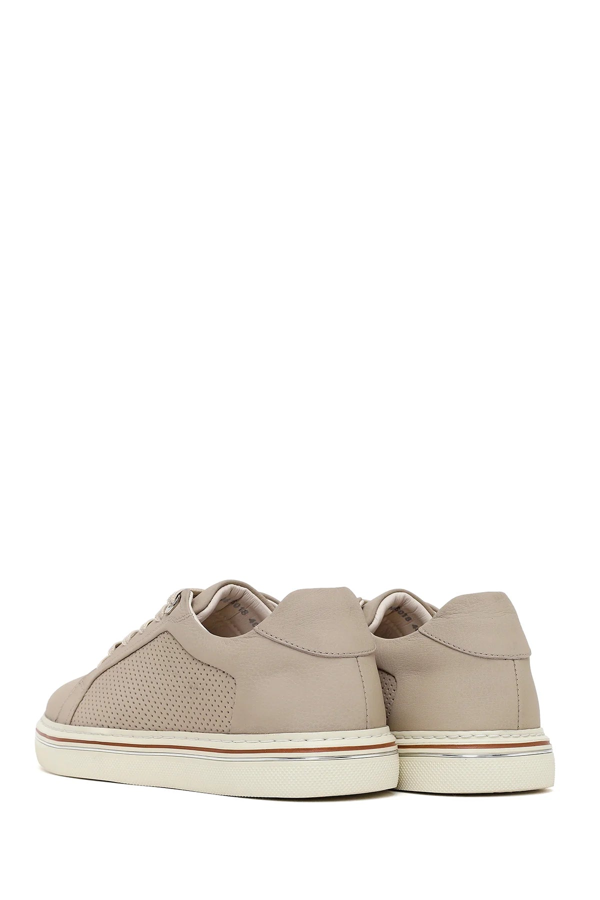 Erkek Bej Bağcıklı Deri Sneaker