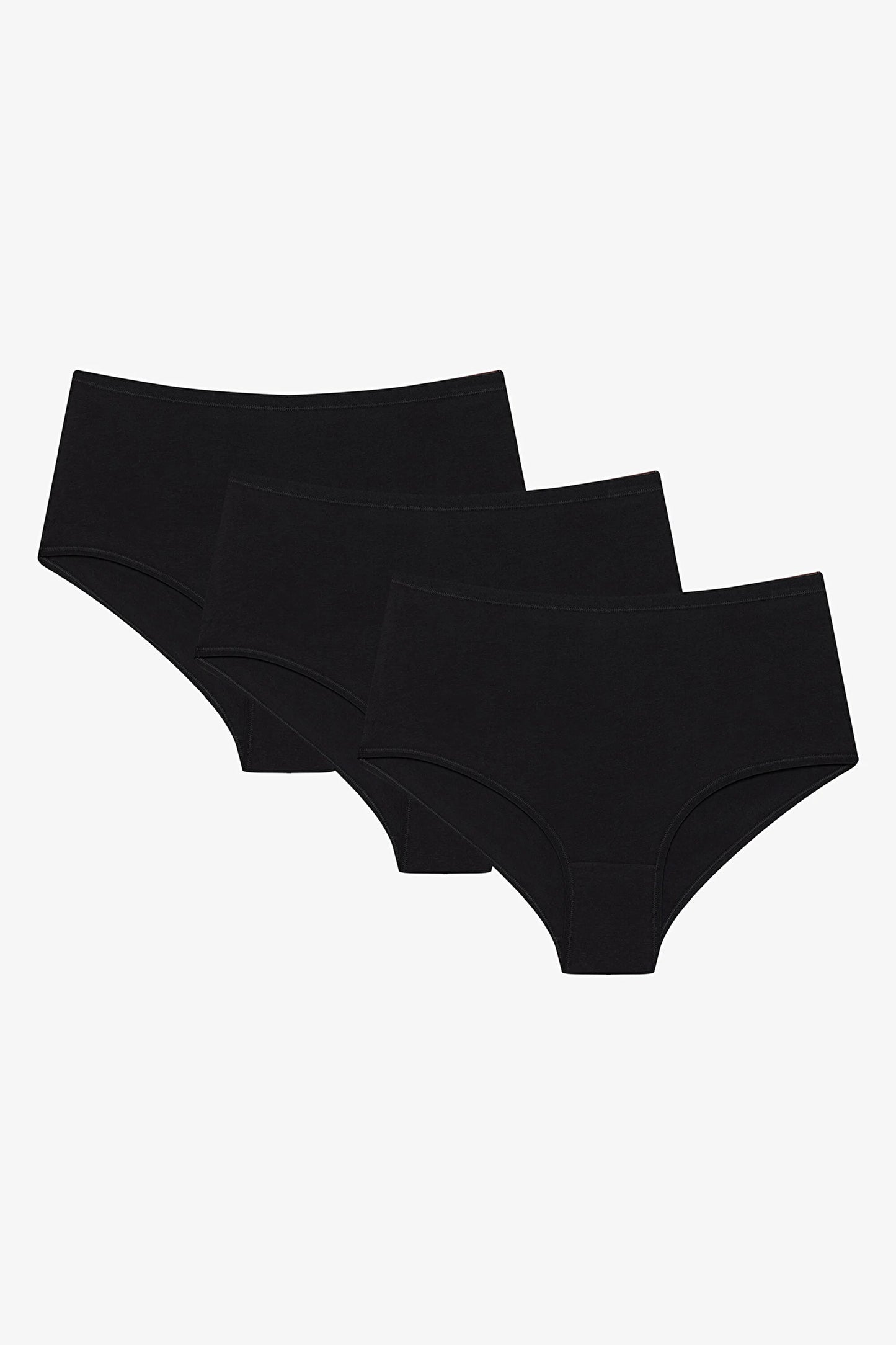 Siyah Pamuklu Yüksek Bel 3'lü Slip Külot