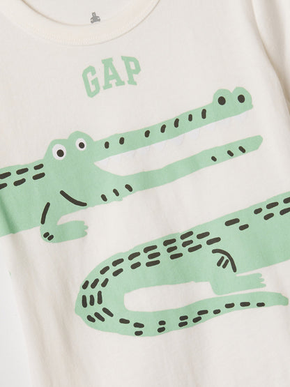 Kırık Beyaz Grafik Baskılı T-shirt