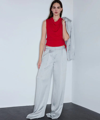 Gri Parlak Yüzeyli Wide Leg Pantolon Is1260003241055 | Ipekyol
