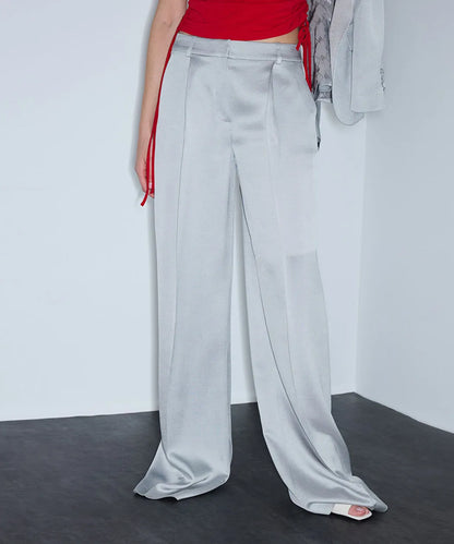 Gri Parlak Yüzeyli Wide Leg Pantolon Is1260003241055 | Ipekyol