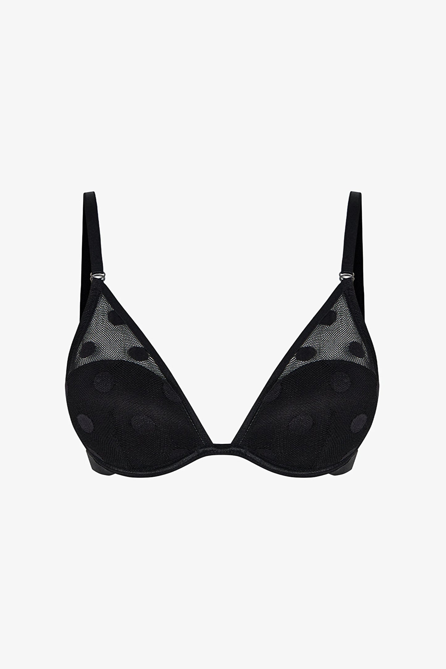 Siyah Dot Mesh Push Up Destekli Sütyen