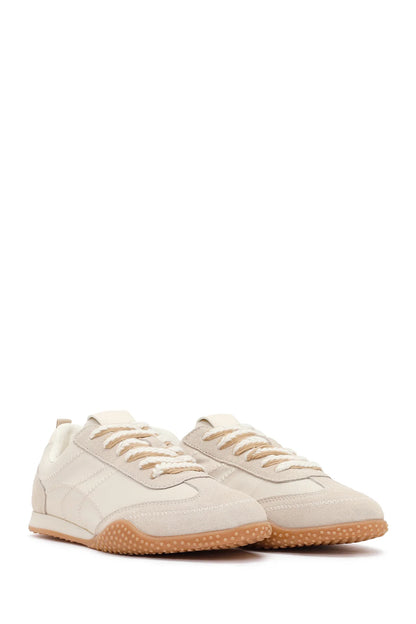 Kadın Krem Bağcıklı Deri Sneaker