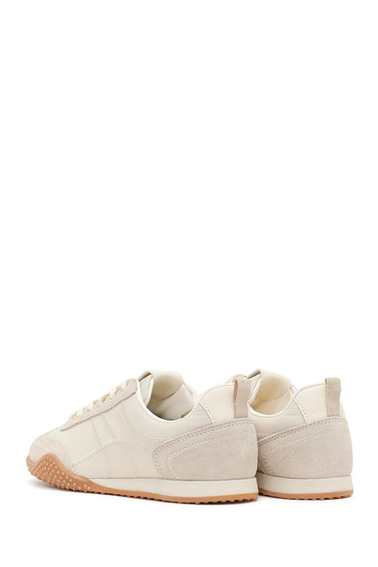 Kadın Krem Bağcıklı Deri Sneaker