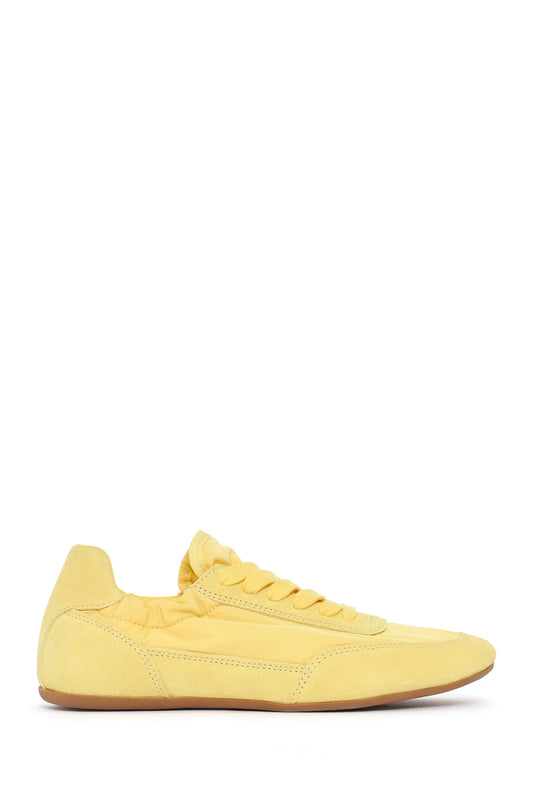 Kadın Sarı Bağcıklı Deri Sneaker