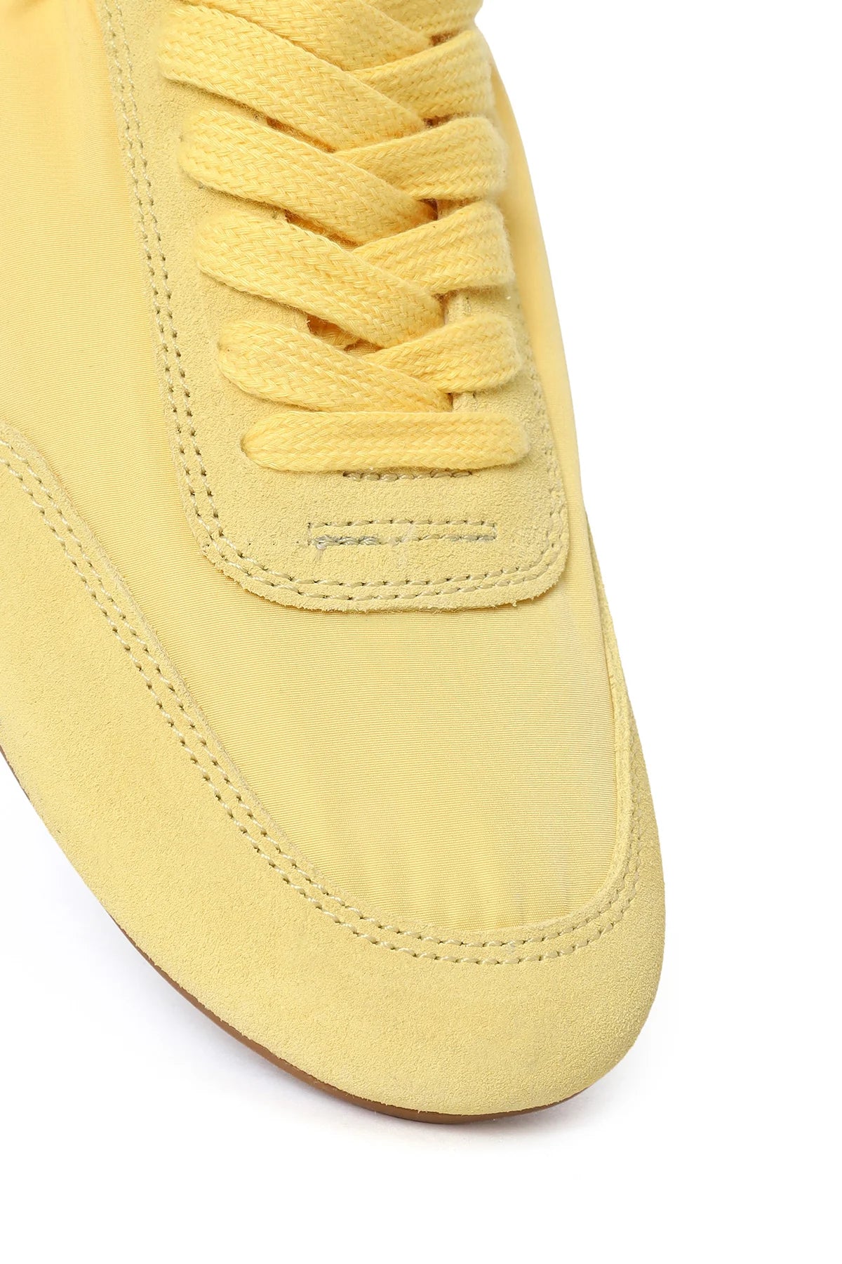 Kadın Sarı Bağcıklı Deri Sneaker