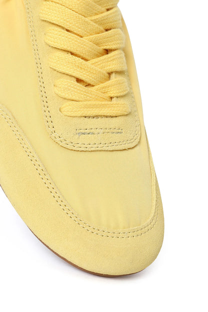 Kadın Sarı Bağcıklı Deri Sneaker