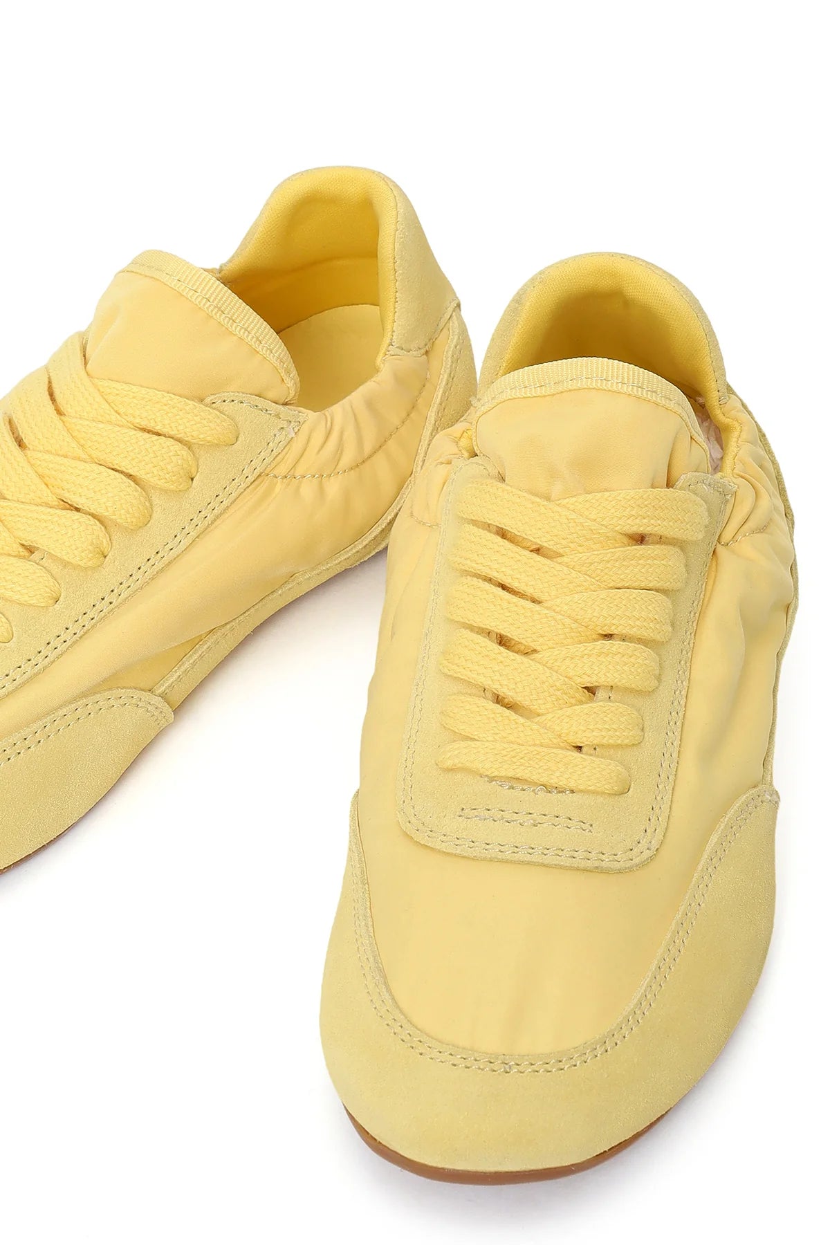 Kadın Sarı Bağcıklı Deri Sneaker