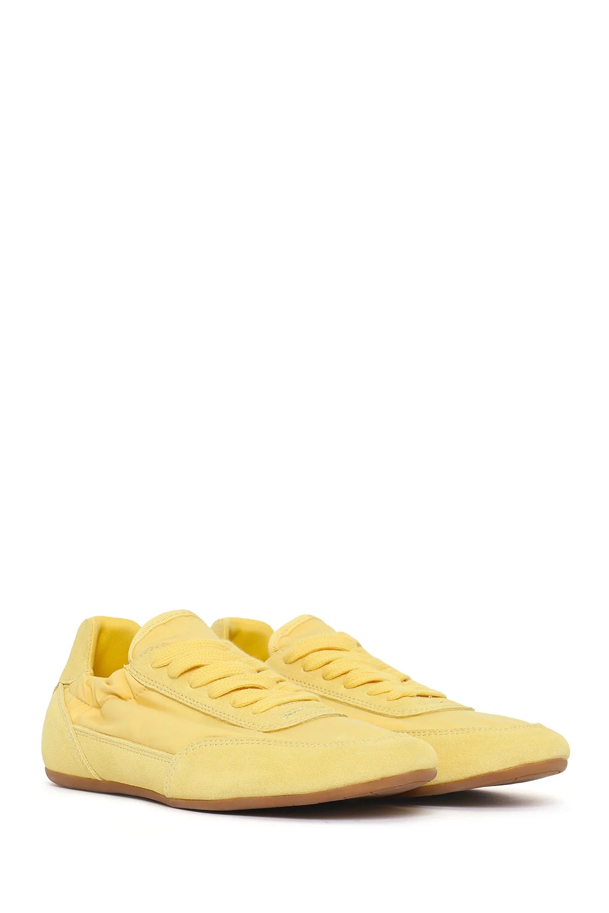 Kadın Sarı Bağcıklı Deri Sneaker