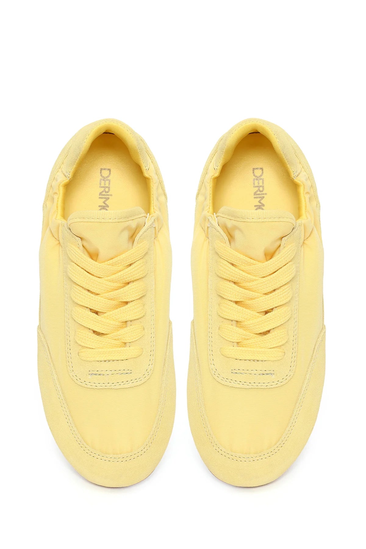 Kadın Sarı Bağcıklı Deri Sneaker