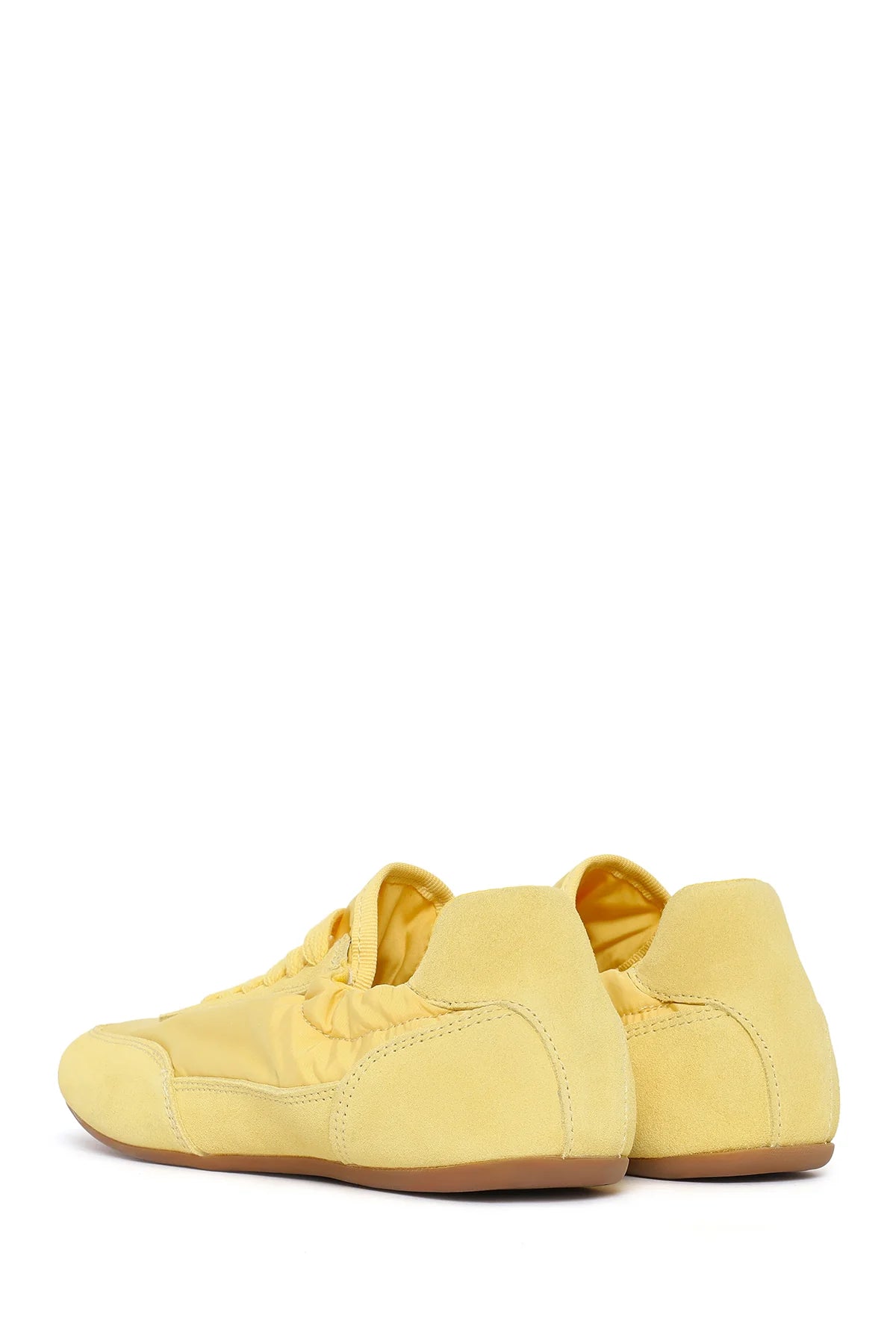 Kadın Sarı Bağcıklı Deri Sneaker