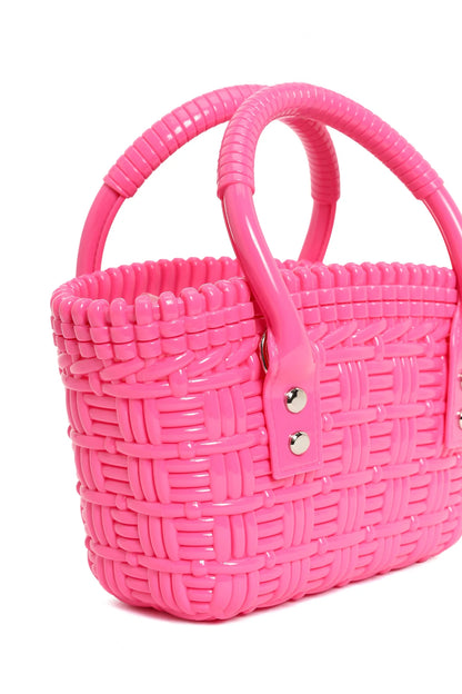 Kadın Pembe Uzun Askılı Mini Jelly Kol Çantası