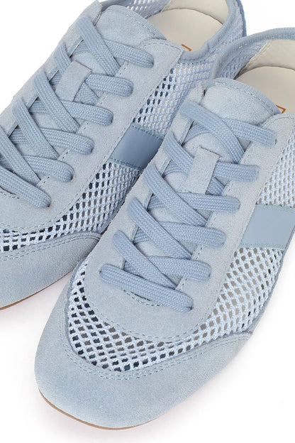 Kadın Mavi Bağcıklı Fileli Deri Sneaker