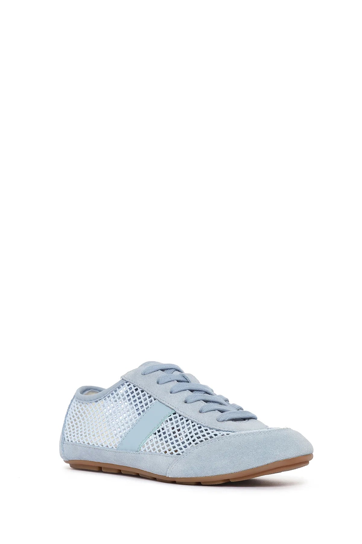 Kadın Mavi Bağcıklı Fileli Deri Sneaker