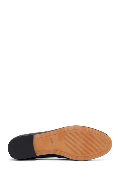 Kadın Siyah Tokalı Deri Loafer