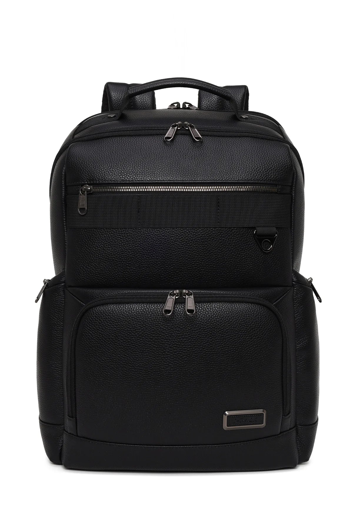 D-pack Unisex Siyah Deri Sırt Çantası