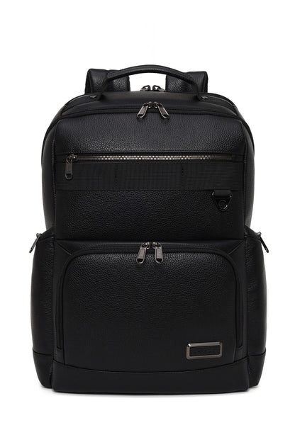 D-pack Unisex Siyah Deri Sırt Çantası