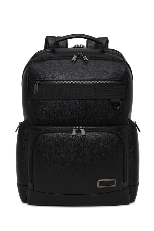 D-pack Unisex Siyah Deri Sırt Çantası