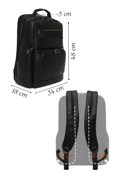 D-pack Unisex Siyah Deri Sırt Çantası