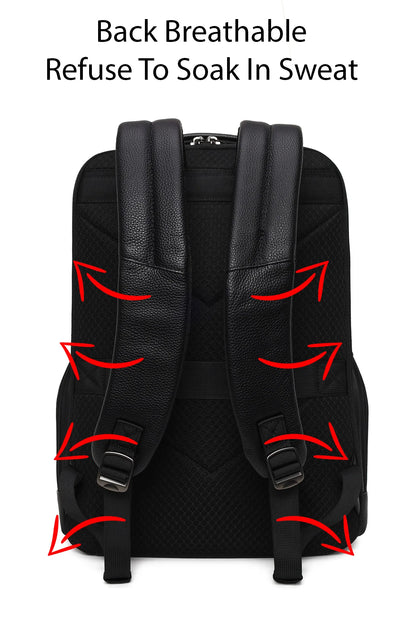 D-pack Unisex Siyah Deri Sırt Çantası