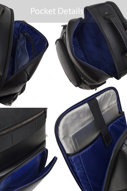 D-pack Unisex Siyah Deri Sırt Çantası