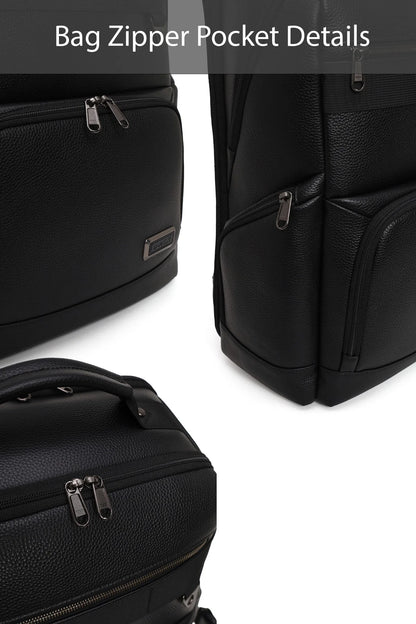 D-pack Unisex Siyah Deri Sırt Çantası