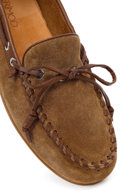 Kadın Taba Süet Deri Loafer
