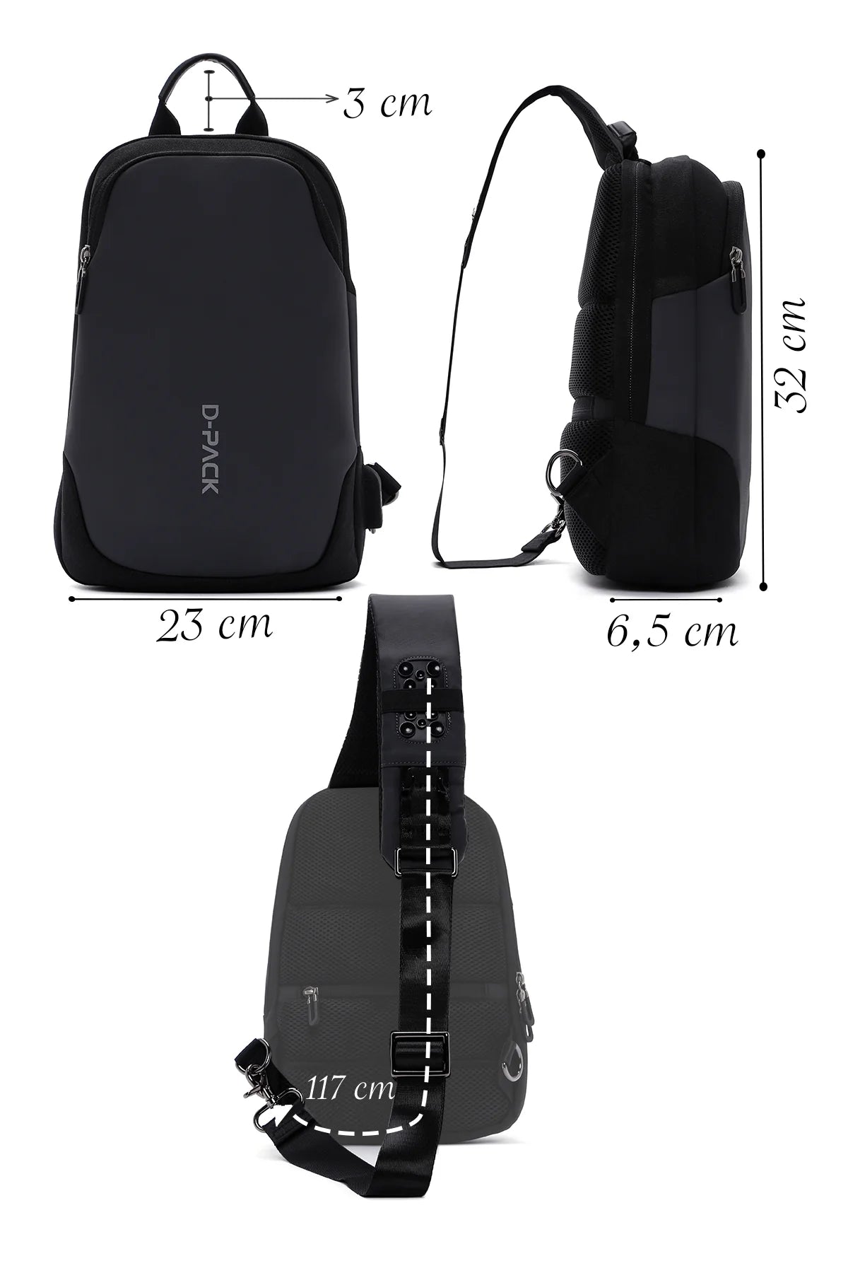 D-pack Erkek Gri Teknolojik Kumaş Çapraz Çanta