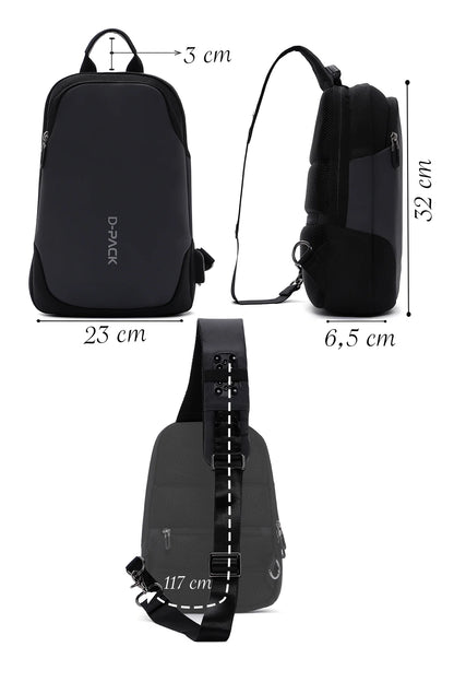 D-pack Erkek Gri Teknolojik Kumaş Çapraz Çanta