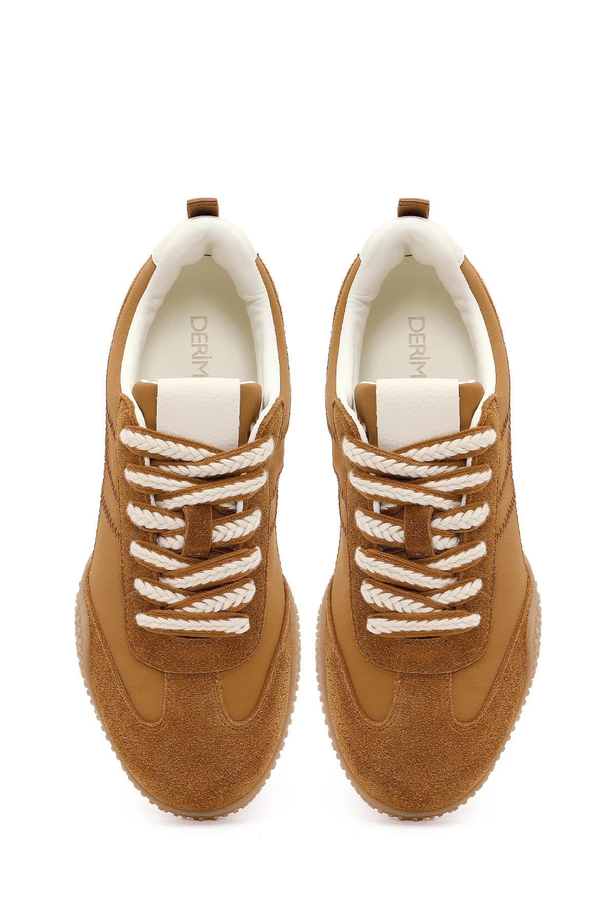 Kadın Taba Bağcıklı Deri Sneaker