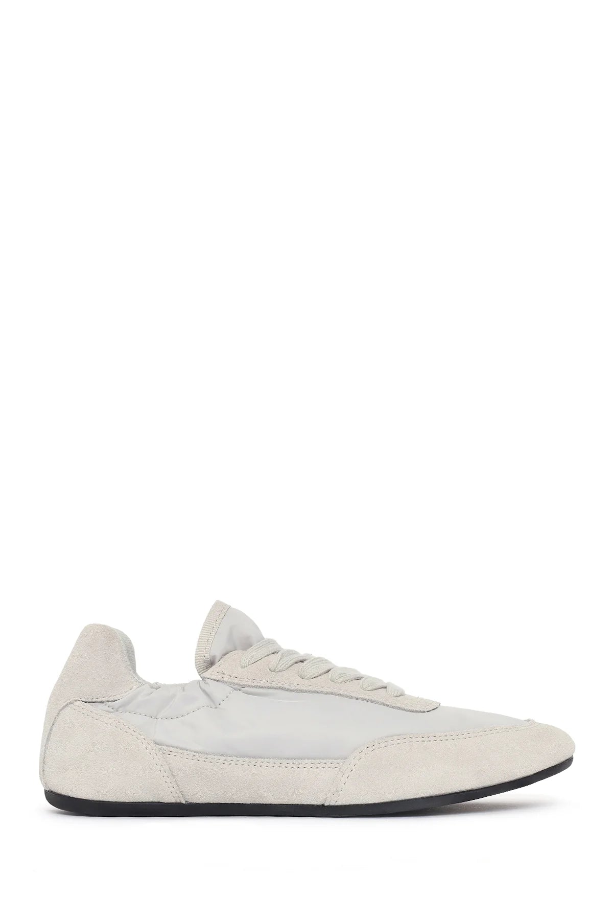 Kadın Gri Bağcıklı Deri Sneaker
