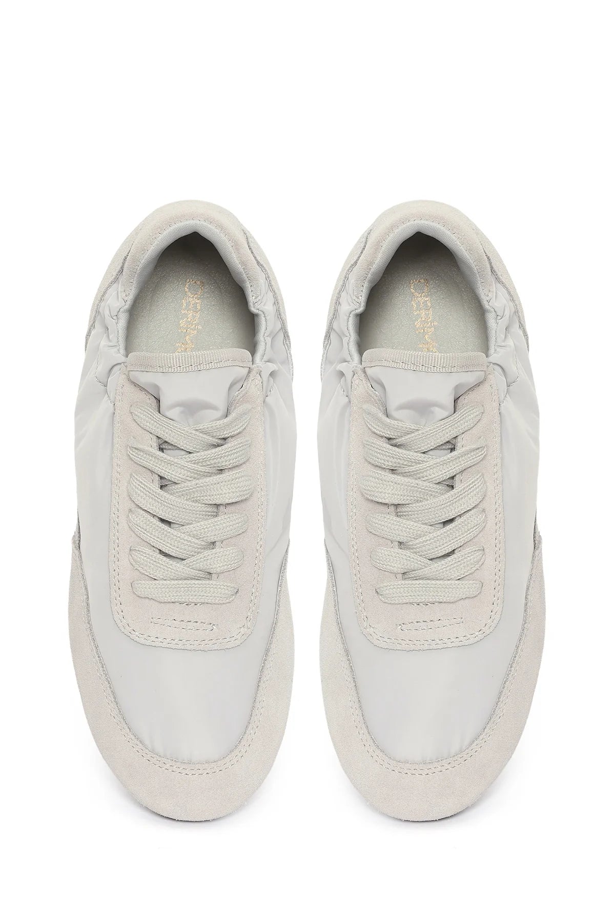 Kadın Gri Bağcıklı Deri Sneaker