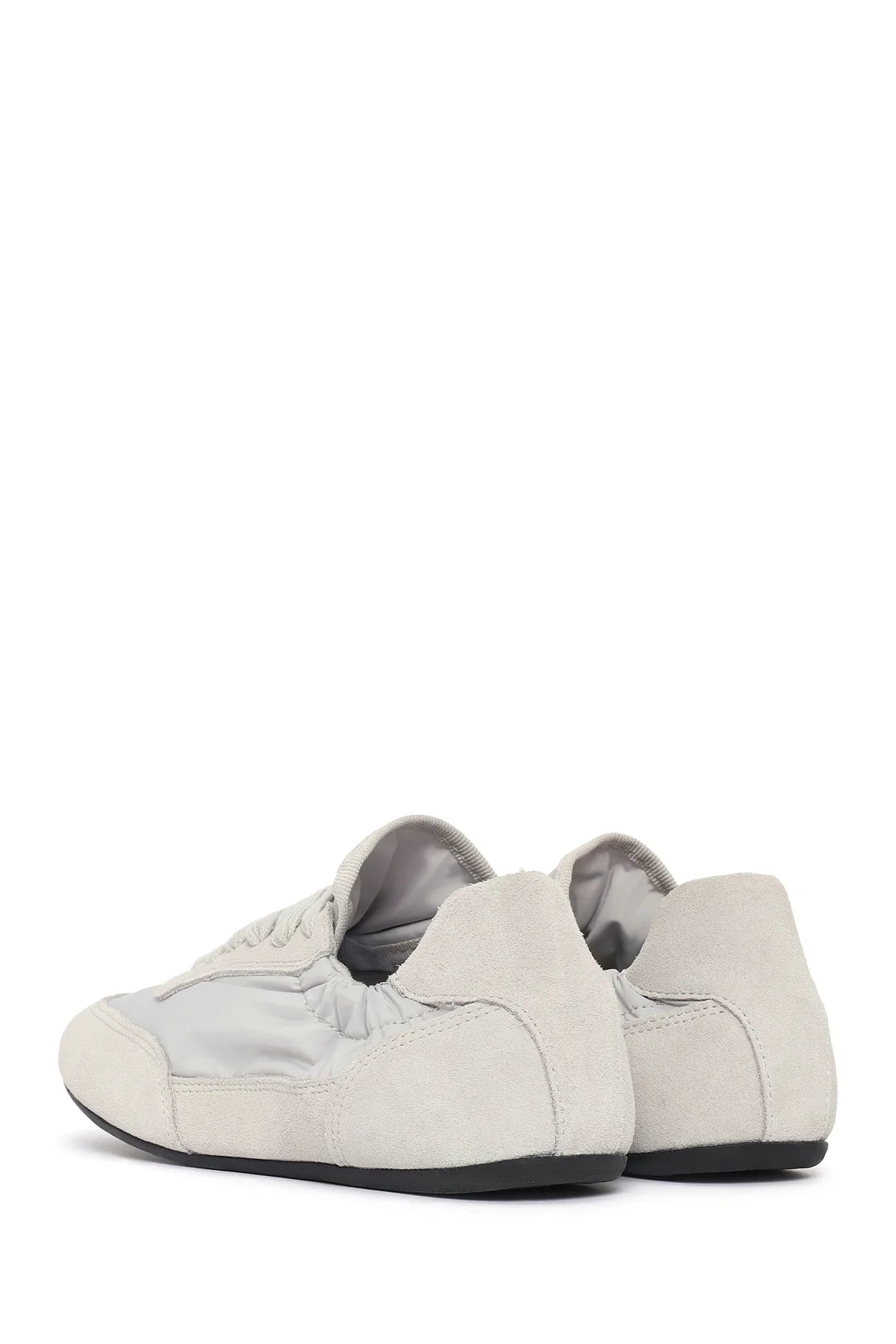 Kadın Gri Bağcıklı Deri Sneaker