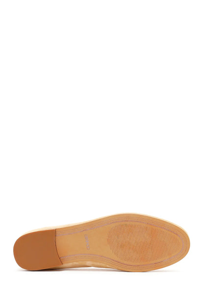 Kadın Bej Tokalı Süet Deri Loafer
