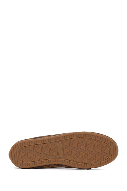 Kadın Leopar Desenli Süet Deri Loafer