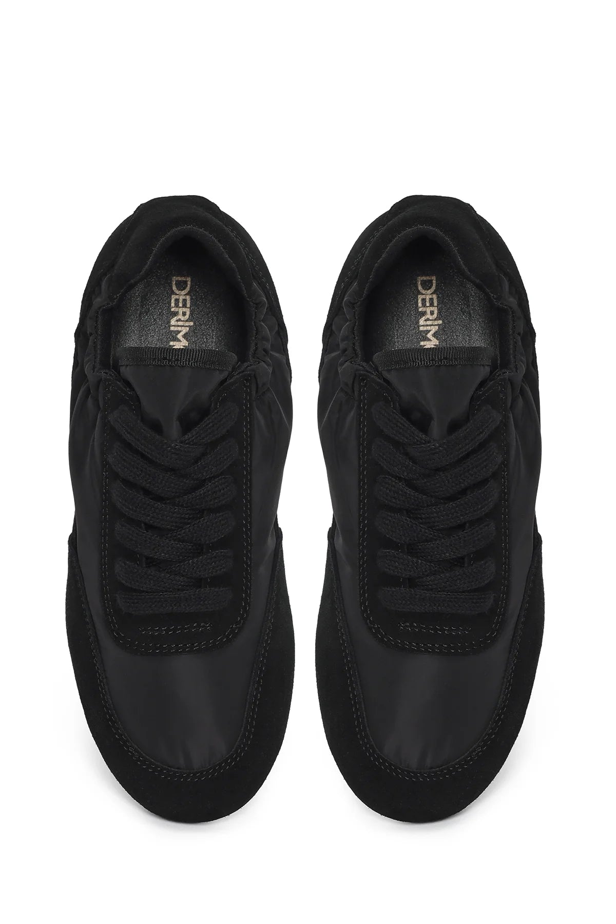 Kadın Siyah Bağcıklı Deri Sneaker
