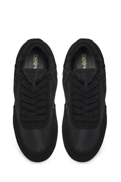 Kadın Siyah Bağcıklı Deri Sneaker