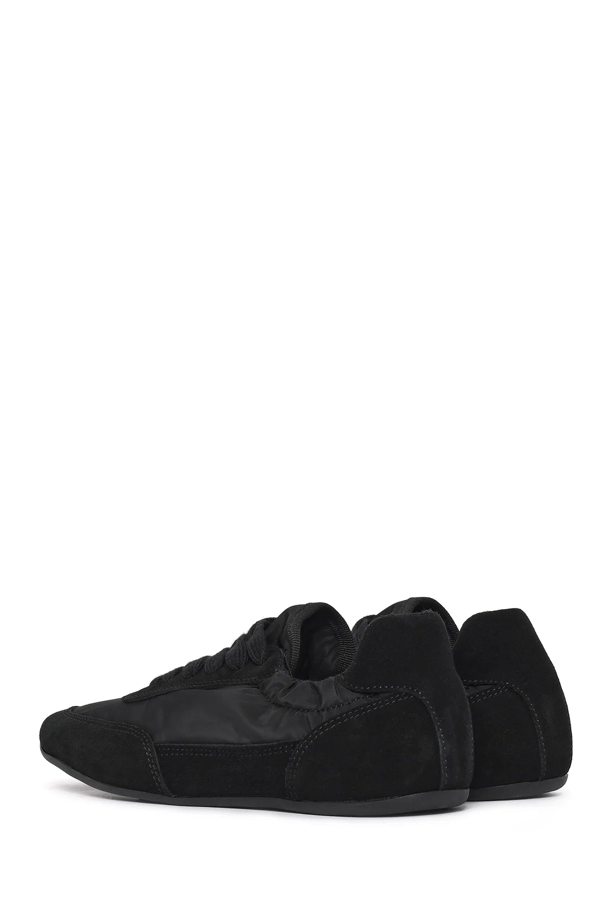 Kadın Siyah Bağcıklı Deri Sneaker