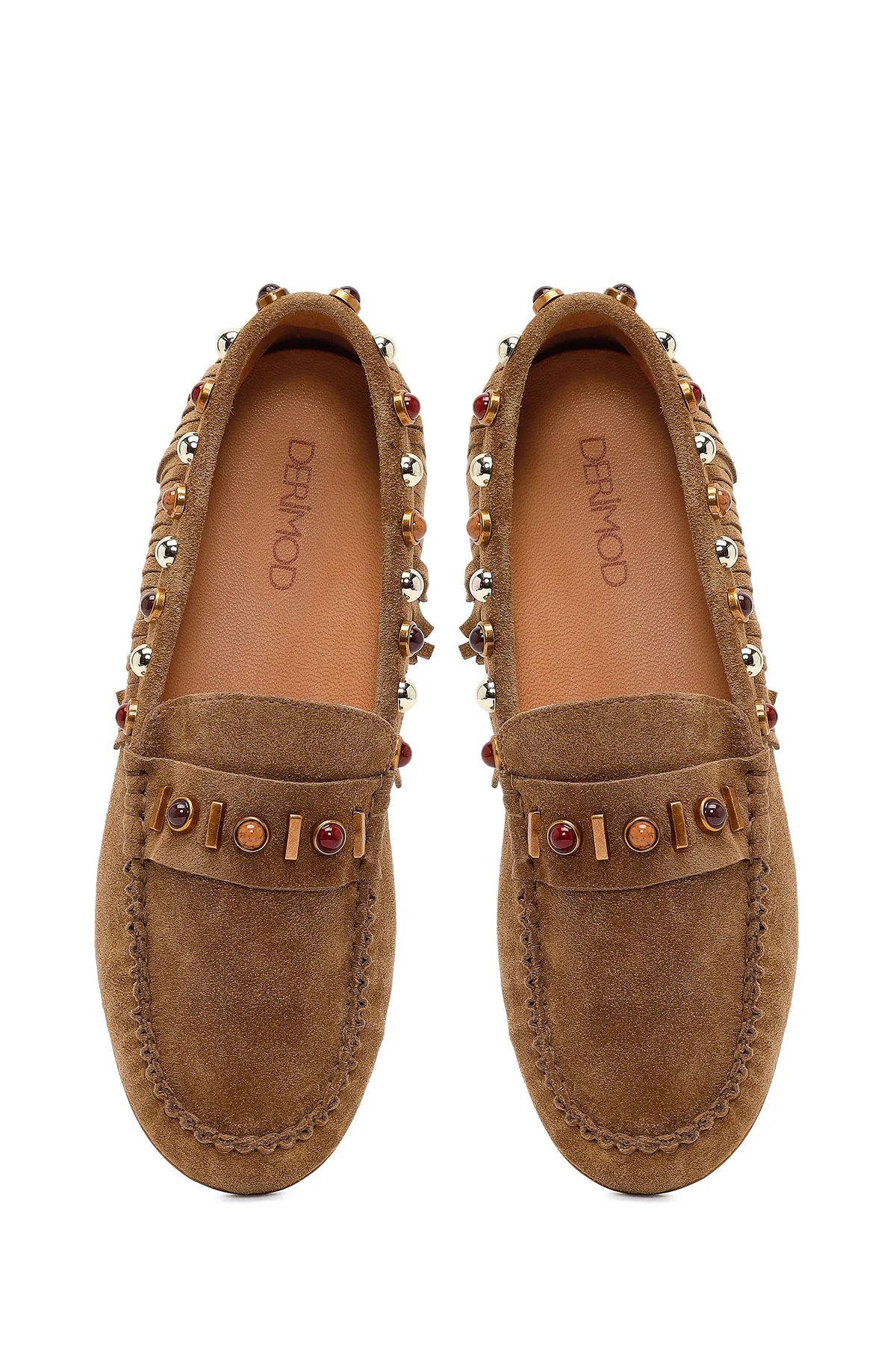 Kadın Camel Püsküllü Süet Deri Loafer