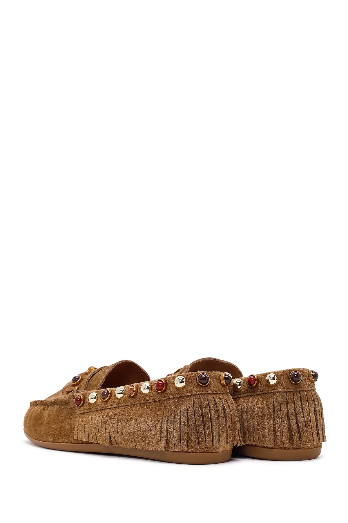 Kadın Camel Püsküllü Süet Deri Loafer