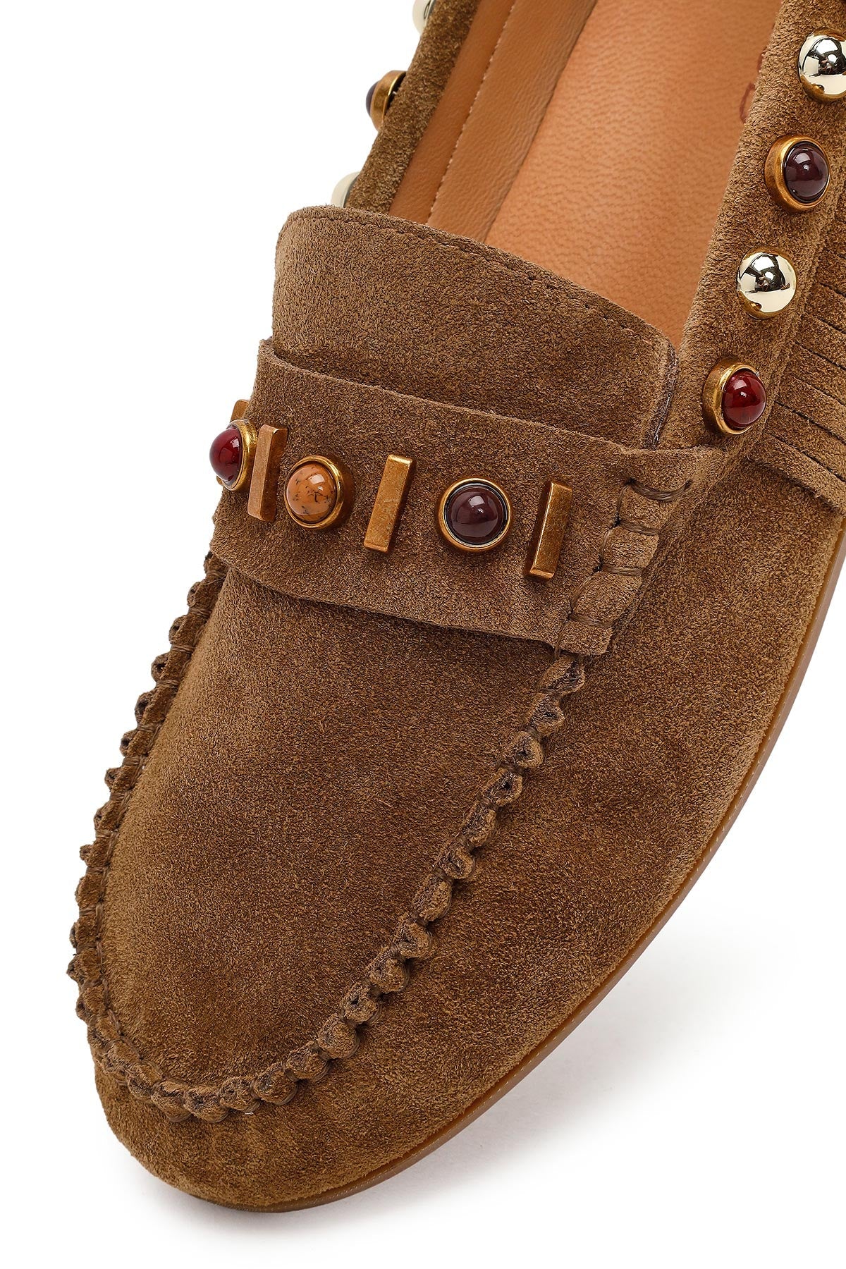 Kadın Camel Püsküllü Süet Deri Loafer