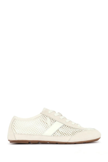 Kadın Beyaz Bağcıklı Fileli Deri Sneaker