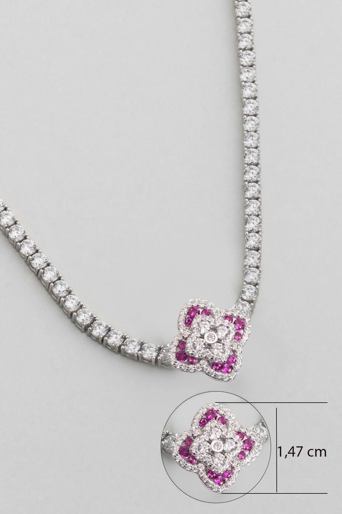 Pembe Yonca 18 Ayar Beyaz Altın Kaplama Gümüş Charm 5212601399
