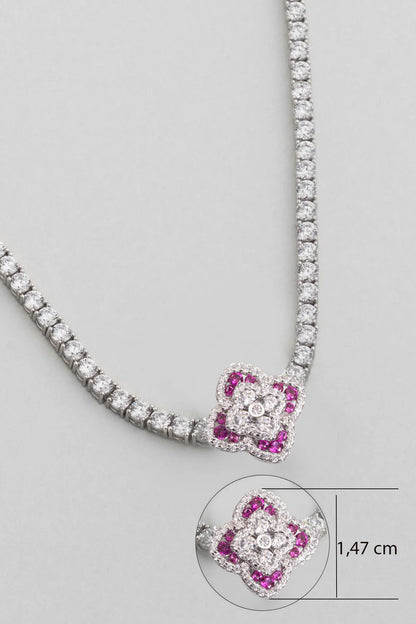 Pembe Yonca 18 Ayar Beyaz Altın Kaplama Gümüş Charm 5212601399