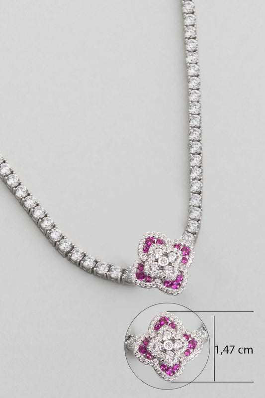 Pembe Yonca 18 Ayar Beyaz Altın Kaplama Gümüş Charm 5212601399