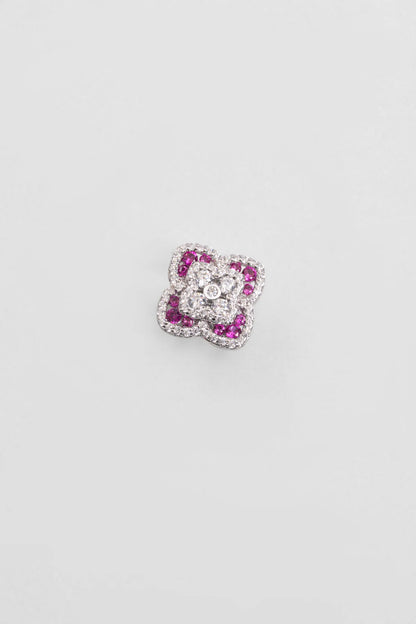 Pembe Yonca 18 Ayar Beyaz Altın Kaplama Gümüş Charm 5212601399